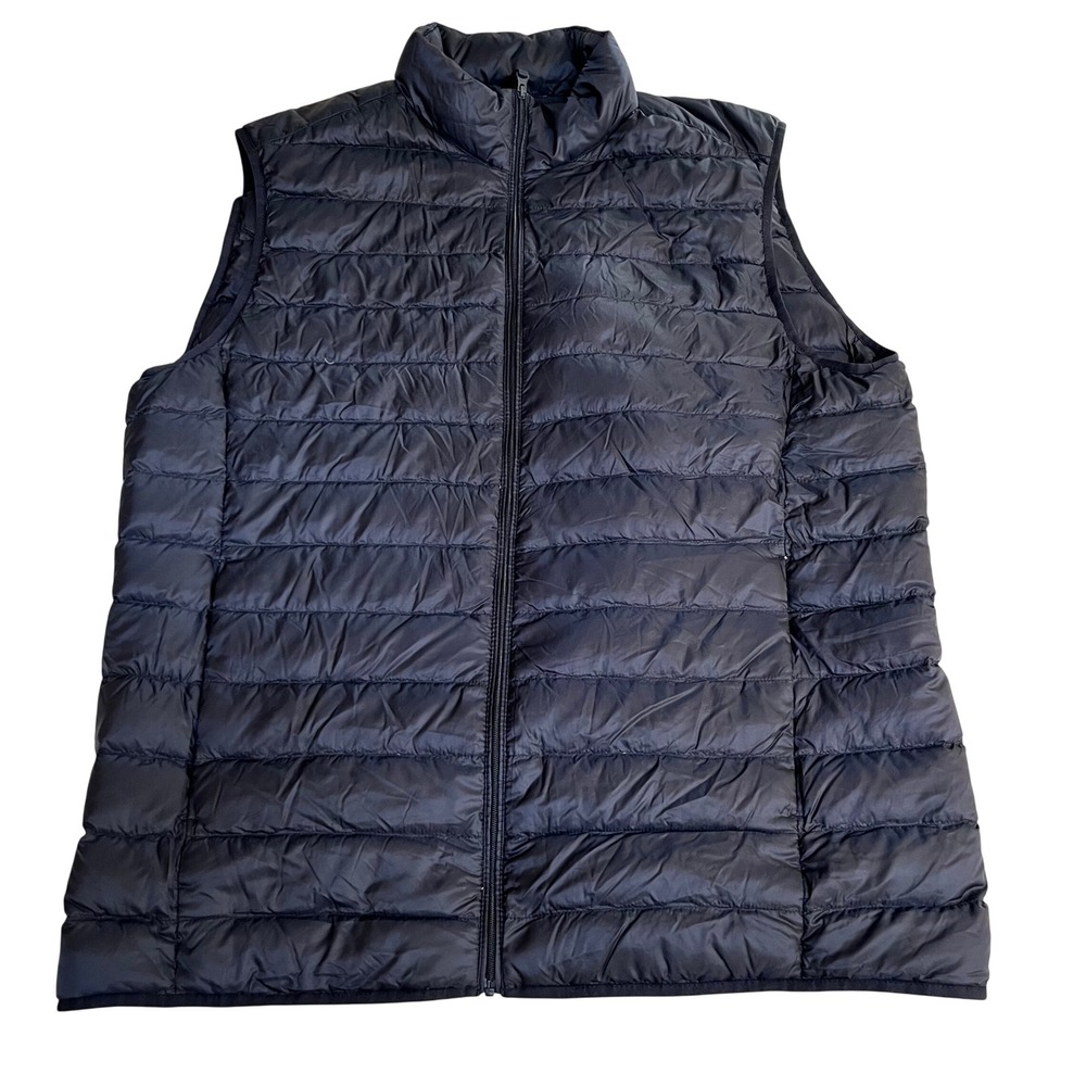 Uniqlo Ultralight Down Feather Puffer Vest Men's Large Full Zip Packable Blue